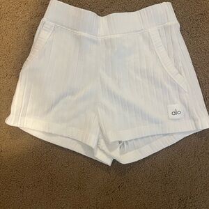 ALO Yoga Women's Ribbed White Athletic Shorts